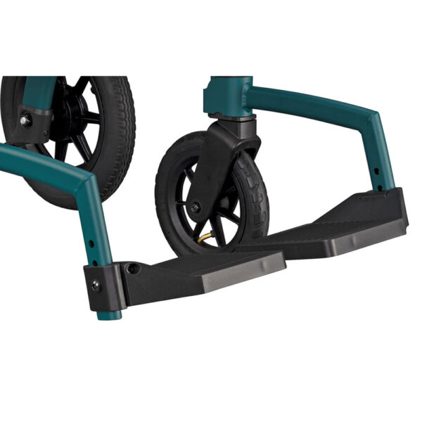 Rollz Motion Performance, an all-terrain rollator and wheelchair combo with air-filled tires, wedge-shaped seat, and reflective accents for outdoor adventures.