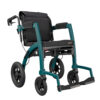 Rollz Motion Performance, an all-terrain rollator and wheelchair combo with air-filled tires, wedge-shaped seat, and reflective accents for outdoor adventures.
