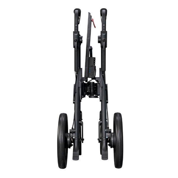 Rollz Motion Rhythm rollator walker with laser line, metronome, and vibration cues, designed for Parkinson’s patients to improve walking rhythm and overcome freezing of gait.