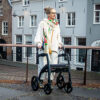 Rollz Motion Rhythm rollator walker with laser line, metronome, and vibration cues, designed for Parkinson’s patients to improve walking rhythm and overcome freezing of gait.