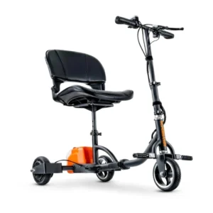 SuperHandy Passport Mobility Scooter with lightweight aluminum frame, foldable design, and dual 48V lithium-ion batteries.