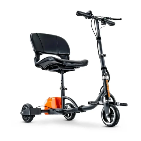 SuperHandy Passport Mobility Scooter with lightweight aluminum frame, foldable design, and dual 48V lithium-ion batteries.