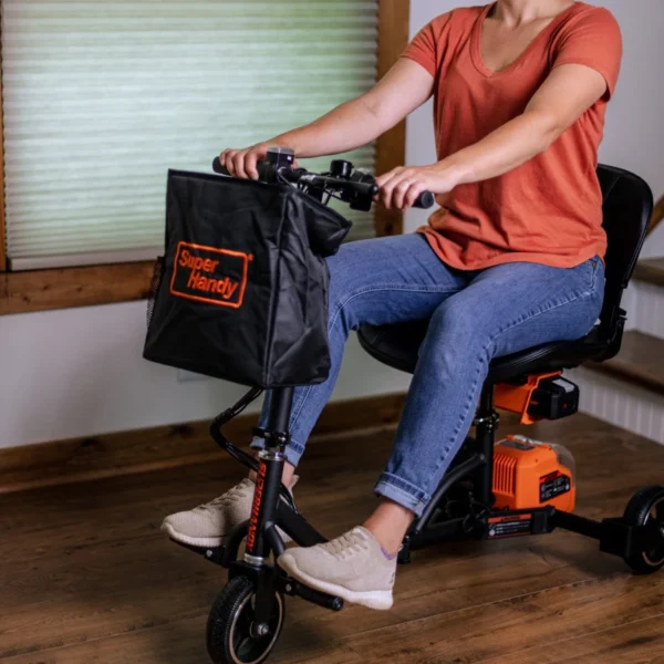 SuperHandy Passport Mobility Scooter with lightweight aluminum frame, foldable design, and dual 48V lithium-ion batteries.