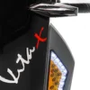 Vita Monster all-terrain mobility scooter in midnight black, featuring 15” rear tires, 900-watt motor, LED lights, and sporty captain's seat for outdoor performance.
