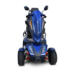 Vita Monster all-terrain mobility scooter in midnight black, featuring 15” rear tires, 900-watt motor, LED lights, and sporty captain's seat for outdoor performance.