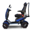 Vita Monster all-terrain mobility scooter in midnight black, featuring 15” rear tires, 900-watt motor, LED lights, and sporty captain's seat for outdoor performance.
