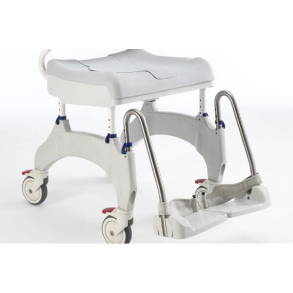 Aquatec Ocean Ergo XL Shower Commode Chair with ergonomic seat, rust-proof frame, and adjustable footrests.