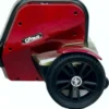 EV Rider CityBug folding mobility scooter in red, featuring a 16-inch seat and solid tires, designed for versatile indoor and outdoor use.