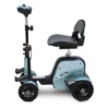EV Rider CityBug folding mobility scooter in red, featuring a 16-inch seat and solid tires, designed for versatile indoor and outdoor use.