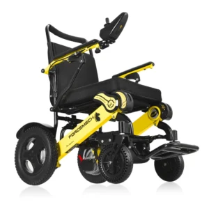 Forcemech Navigator PRO 2025 – A premium foldable power wheelchair with rear anti-tipping wheels, brushless motors, and a sleek, travel-friendly design.