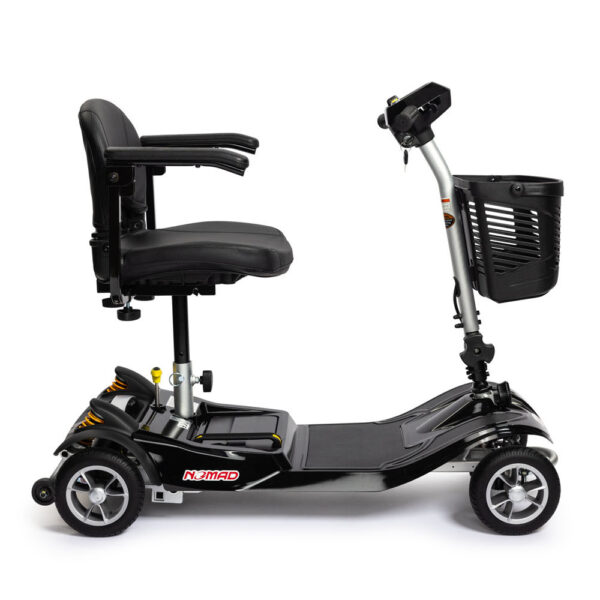 NOMAD Mobility Scooter – lightweight frame, compact design, and padded seat for travel convenience.