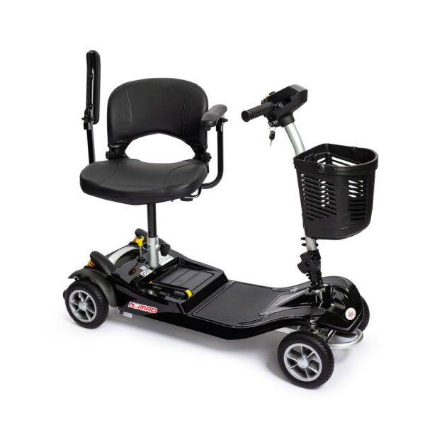 NOMAD Mobility Scooter – lightweight frame, compact design, and padded seat for travel convenience.