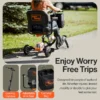 Passport Plus Mobility Scooter in black and orange, featuring dual batteries, solid rubber tires, and a sturdy aluminum frame.