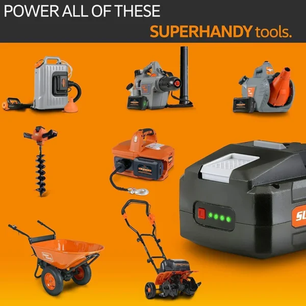 A compact and efficient SuperHandy 48V 2Ah Lithium-Ion Battery, designed for power tools and equipment requiring reliable and fast-charging energy.