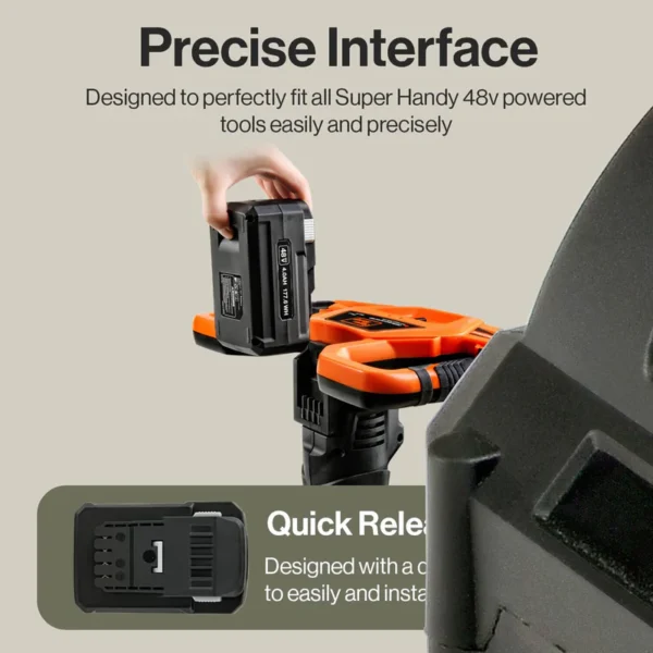 A compact and efficient SuperHandy 48V 4Ah Lithium-Ion Battery, designed for power tools and equipment requiring reliable and fast-charging energy.