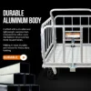 Super Handy Platform Truck & Trailer 4 A heavy-duty SuperHandy Utility Cart with an aluminum frame, 8-inch caster wheels, and a 41-inch platform bed designed for industrial and construction material transport.