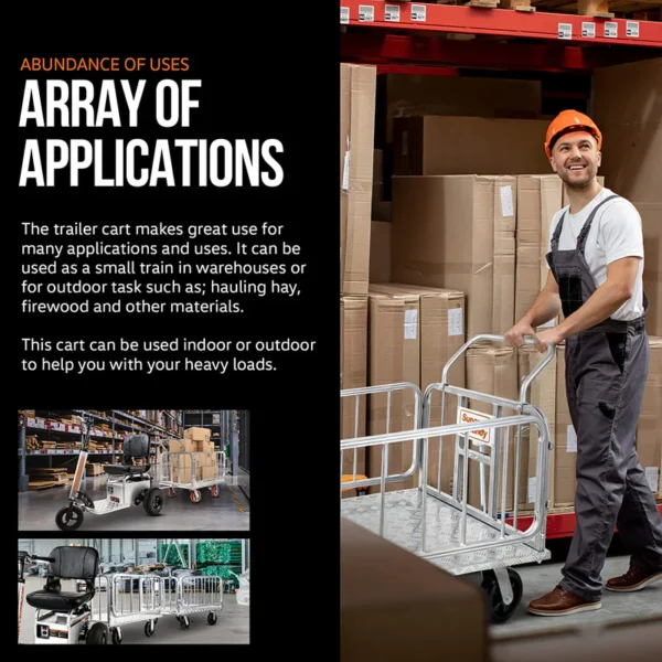 A heavy-duty SuperHandy Utility Cart with an aluminum frame, 8-inch caster wheels, and a 41-inch platform bed designed for industrial and construction material transport.