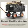 Towable Garden Cart 4 A durable SuperHandy Towable Garden Cart with a steel frame, 10-inch pneumatic tires, and a quick dump system for effortless material transport and disposal.
