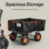Towable Garden Cart 5 A durable SuperHandy Towable Garden Cart with a steel frame, 10-inch pneumatic tires, and a quick dump system for effortless material transport and disposal.
