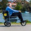 eFOLDi Explorer 2 eFOLDi Explorer scooter, lightweight foldable design, padded seat, large wheels, perfect for travel and urban mobility.