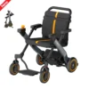 Paiseec 2-in-1 Electric Wheelchair W1 in gray, showcasing its lightweight, foldable design with a detachable battery and removable storage basket.