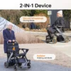 Paiseec 2-in-1 Electric Wheelchair W1 in gray, showcasing its lightweight, foldable design with a detachable battery and removable storage basket.