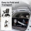 Paiseec 2-in-1 Electric Wheelchair W1 in gray, showcasing its lightweight, foldable design with a detachable battery and removable storage basket.